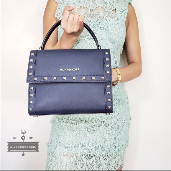 Michael Kors Mk Dillon Studded Satchel crossbody - Picture 6 of 8